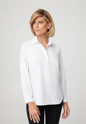 Ladies Ezylin L/S Meghan Blouse in White