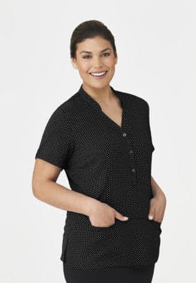 Ladies City-Stretch Spot Tunic in Black