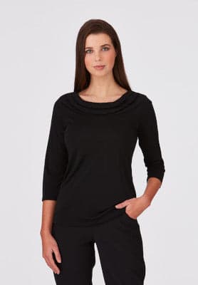 Ladies Eva Knit 3/4 Sleeve Top in Black