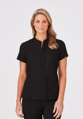 Ladies Envy Pleated Front Top in Black