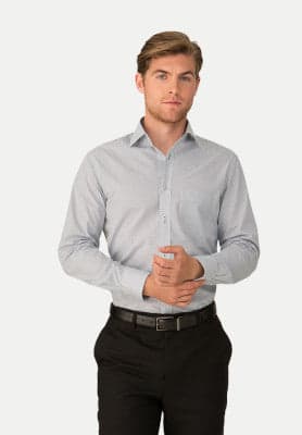 Mens Shadow Check L/S Shirt in Black