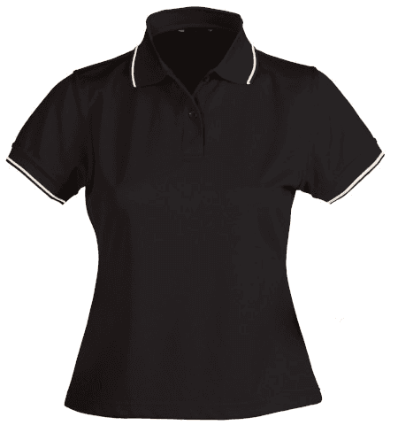 Lightweight Cool Dry Ladies Polo in Black/White/Beige