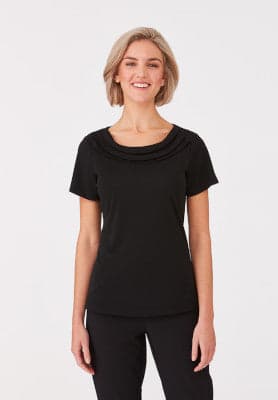 Ladies Eva Knit S/S Top in Black