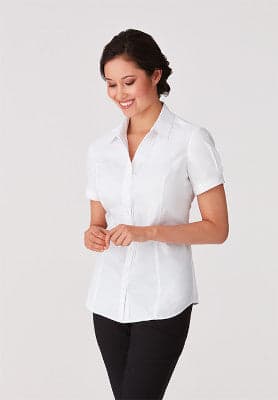 Ladies City Stretch Classic S/S Shirt in White