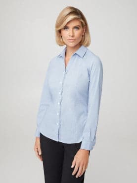 Ladies L/S City Stretch Pinfeather in Blue