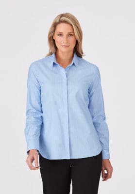 Ladies CC Stripe L/S Shirt in Blue