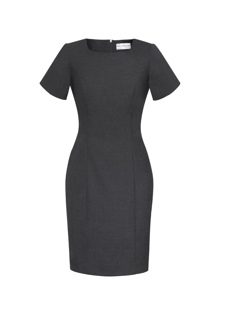 Ladies Wool Short Sleeve Dress in Charcoal