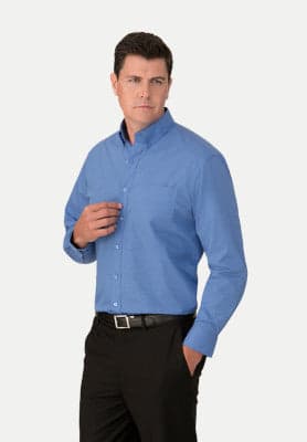 Mens Micro Check L/S Shirt in Blue