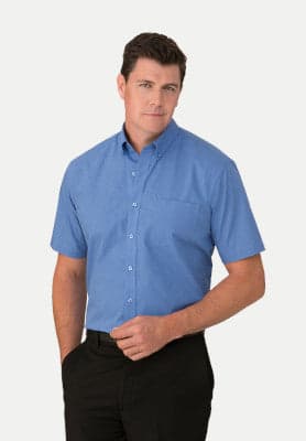 Mens Micro Check S/S Shirt in Blue