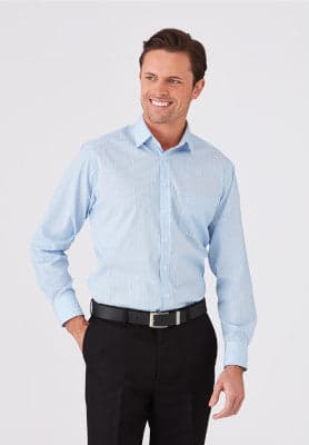 Mens Shadow Stripe L/S Shirt in Blue