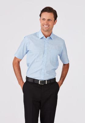 Mens Shadow Stripe S/S Shirt in Blue
