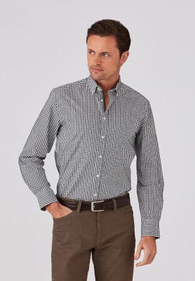 Mens City Check L/S Shirt in Black