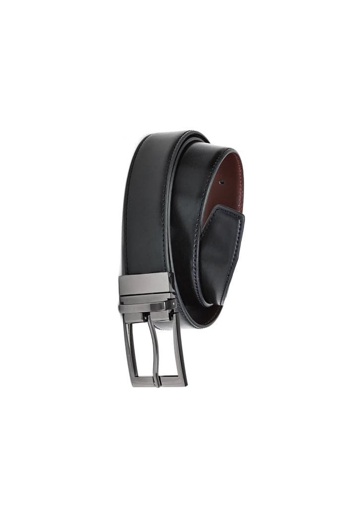 Mens Leather Reversible Belt in Black