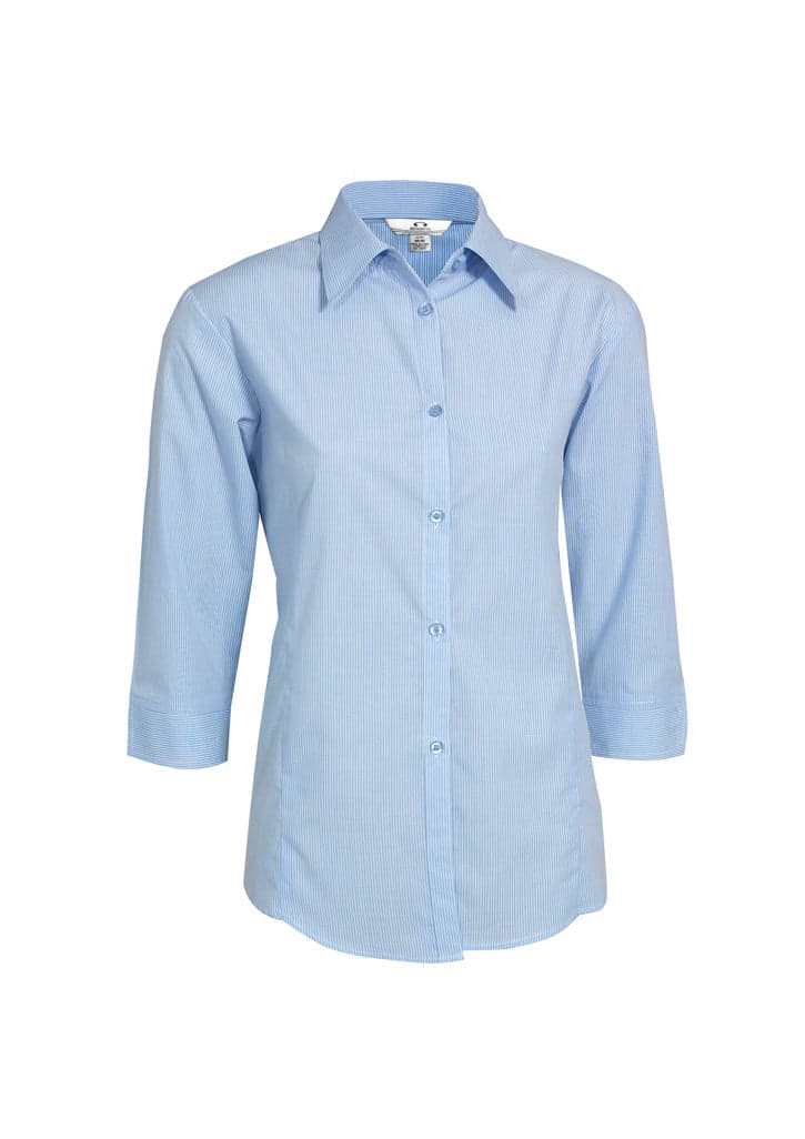 Micro Check Ladies 3/4 Sleeve Shirt in Sky