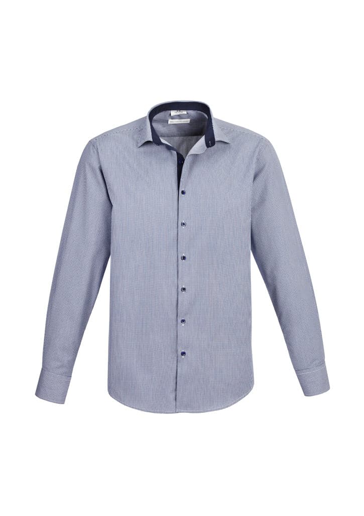 Mens Edge Long Sleeve Shirt in Blue