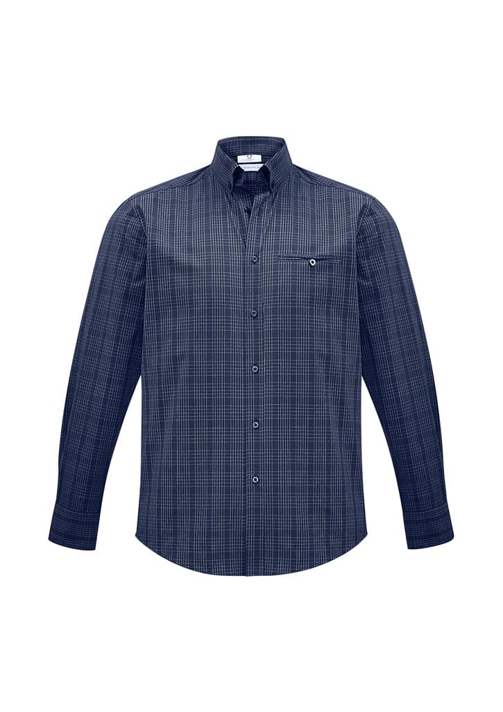 Mens Harper Long Sleeve Shirt in Ink/Silver