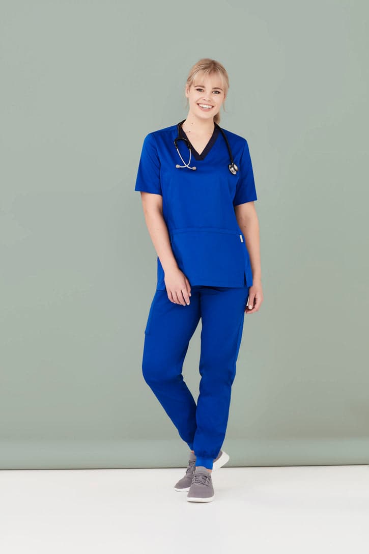 Womens Riley V-Neck Scrub Top in Electric Blue