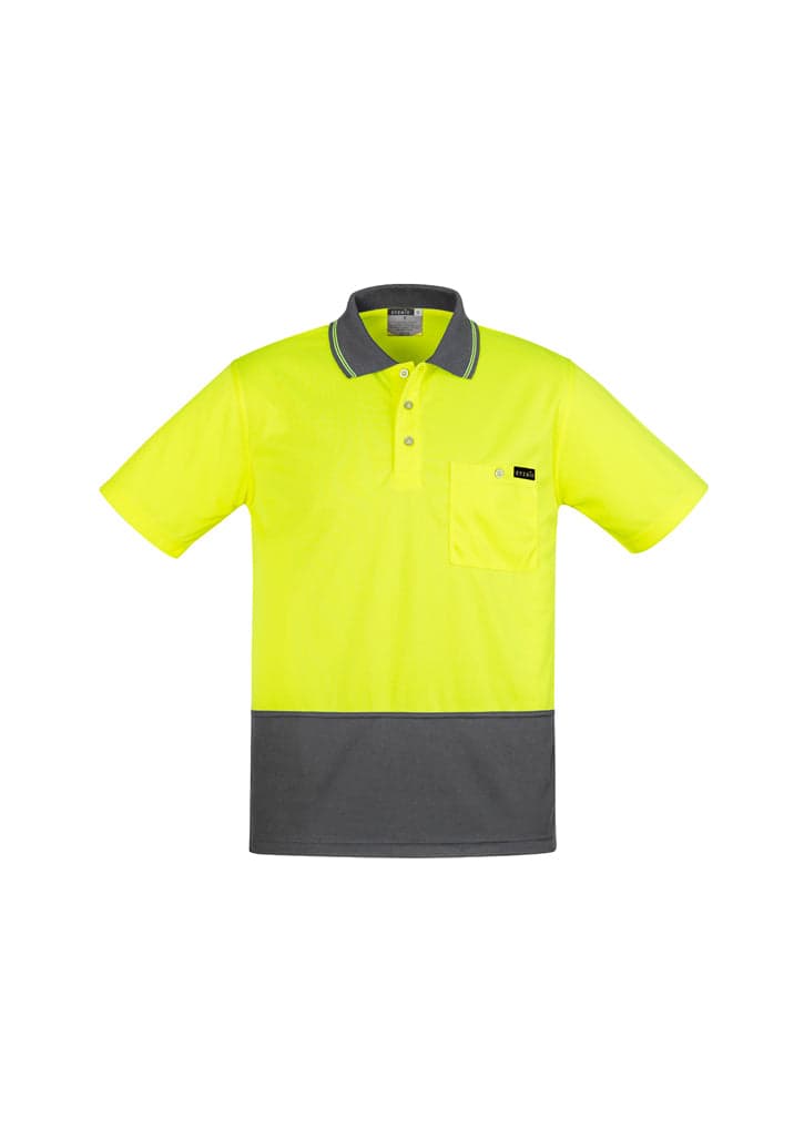Comfort Back Mens Polo in Yellow/Charcoal