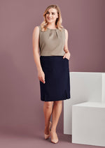 Ladies Siena Front Pleat Detail Straight Skirt