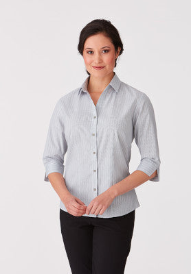 Ladies Shadow Stripe 3/4 Sleeve Shirt